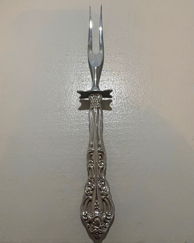 Ornate silver carving fork - silver,