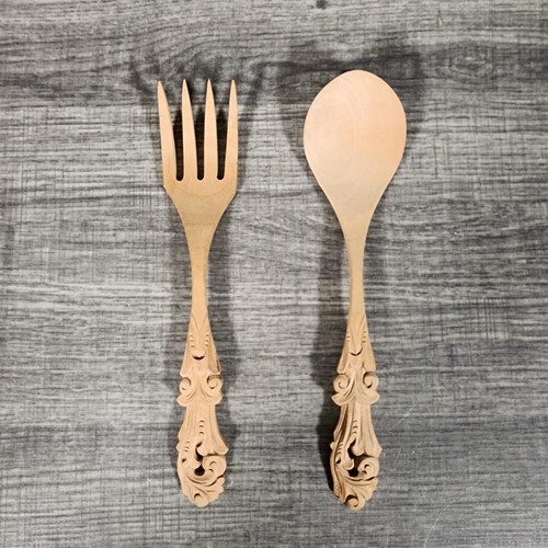 Hand carved wooden fork and - wooden,