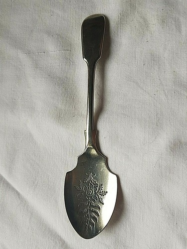 Silver plated jam spoon - j,