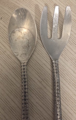 Vintage pewter salad serving - pewter,