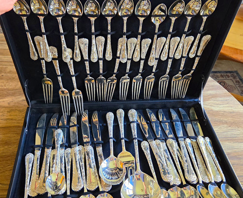 Ornate stainless flatware set - ornate,