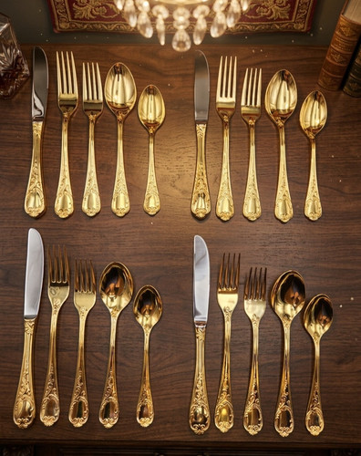 Vtg gold electroplate flatware - gold,